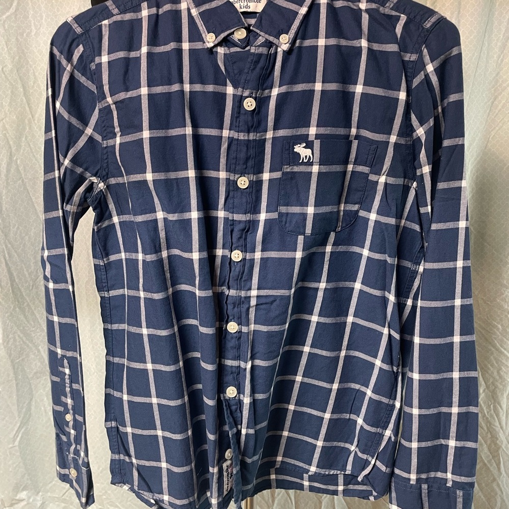 Abercrombie Kids Navy Plaid Button Down Shirt